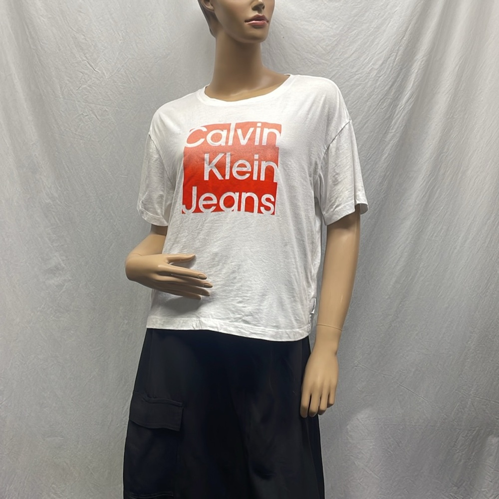 Calvin Klein Jeans Women's White Calvin Klein Jean Logo Cropped Top NWOT